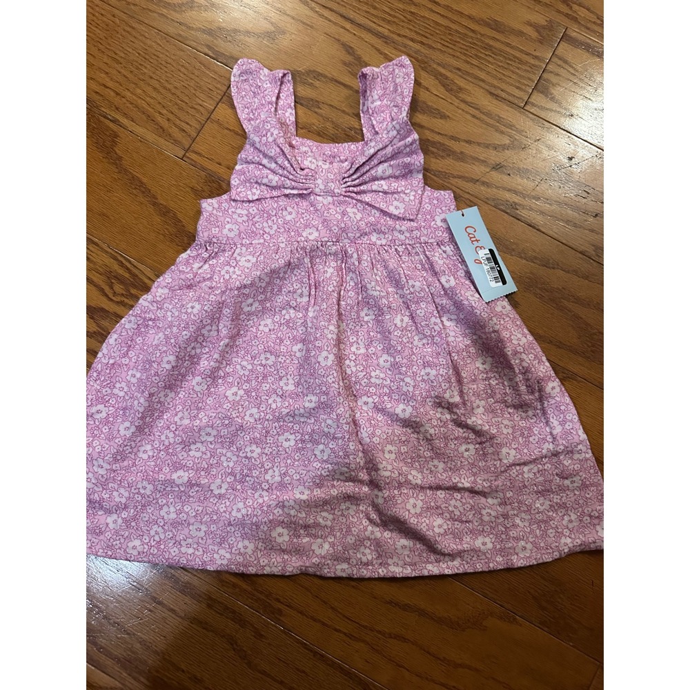 Cat & Jack Toddler Girls Purple Floral Bow Sleeveless Dress Size 2T NWT